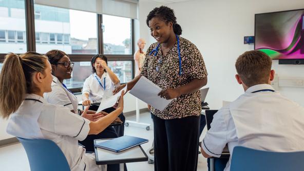 Medical students in a lesson