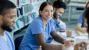 Medical staff studying