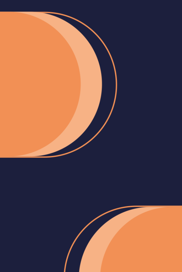 An abstract image of orange ovals on a navy background.